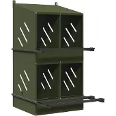 vidaXL Nichoir pour poules avec 4 compartiments Vert olive Métal