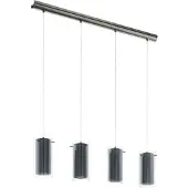 Eglo Lampe suspendue salle à manger Pinto Textil 4 lumières avec verre fumé