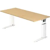 Hjh OFFICE PRO UNDA 19 W - 180 x 80, réglable en hauteur, érable/blanc