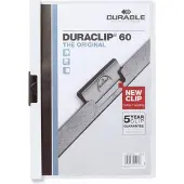Durable Chemise à pince Duraclip ( 60, film rigide, jusqu'à 60 feuilles A4, sachet de 5) blanc, 223802 (A4, 5x)