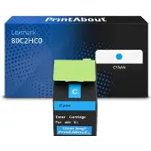 PrintAbout Toner compatible pour Lexmark 80C2HC0 (802HC) - Cyan - Grande capacité