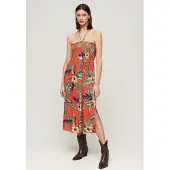Superdry Robe Longue Sans Manches Smocked Midi Beach