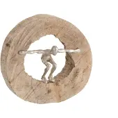 J-Line Personnage saut bois/aluminium naturel/argent