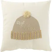 J-Line Coussin bonnet let's get cozy coton blanc/beige