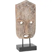 J-Line Masque primitif sur pied albasia en bois marron/blanc small