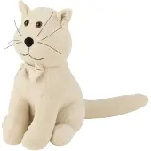 J-Line Cale-porte chat noeud papillon bouclé écru