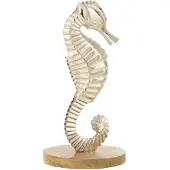 J-Line Hippocampe Sur Socle - Aluminium - Argent - Medium