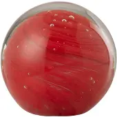 J-Line Presse-papier twister rond verre rouge medium