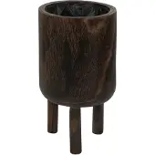 J-Line Cachepot sur pied bois paulownia bruin small