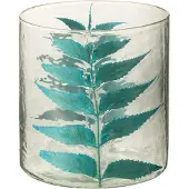 J-Line Vase Blue Leaf Glass Small