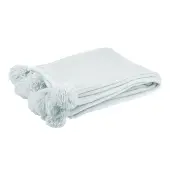 J-Line Plaid pompon polyester bleu clair
