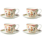 J-Line Boite 4 tasse the + sous-tasse casse-noisette ceramique blanc