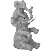 J-Line Éléphant + enfant sur le dos Poly gris
