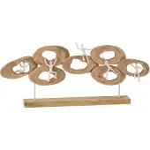 J-Line Personnages 5 dans cercle sur pied bois manguier naturel