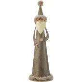 J-Line Père noël rond fourrure metal gris small