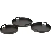 J-Line Set de 3 plateau rond metal noir