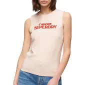 Superdry pour femme. W6011834A Sport Luxe Graphic T-shirt rose (L), Casuel, Coton, Sans manches / bretelles