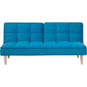 Beliani Canapé Convertible 3 Places En Tissu Bleu Siljan