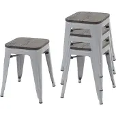 MCW 4x tabouret -A73, assise en bois incluse
