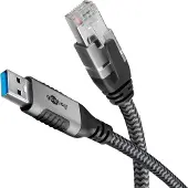 Goobay 70499 USB A 3.0/RJ45 CAT 6 Kabel 3,0 m grau, schwarz, 1 St.