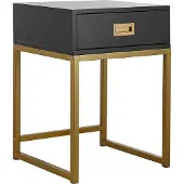 Beliani Table Appoint Noire / Dorée Avec Tiroir Largo