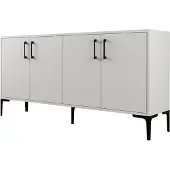 Hannah Home Woody Fashion Console - Mélaminé | Pieds en métal | Blanc
