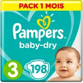 Pampers Couches Pampers Baby-Dry - Taille 3 (6-10 kg) - 198 pièces - Multi-Pack