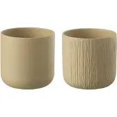 J-Line Cachepot gen ceramique beige medium assortiment de 2
