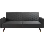 Beliani Canapé-Lit Senja Noir Lin Synthétique