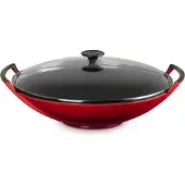 Le Creuset Gietijzeren Wok Kersenrood met Glazen Deksel 36cm