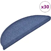 vidaXL Tapis d'escalier 30 pièces 56 x 17 x 3 cm Bleu Demi-rond