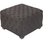 CLP Tabouret bas carré capitonné en tissu Gris foncé