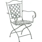 CLP Chaise De Jardin Avec Accoudoirs En Métal Vert Antique