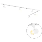 QAZQA Système d'éclairage sur rail intelligent blanc 1 phase 5 lumières avec Wifi GU10 - Iconic Jeana