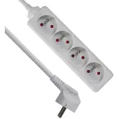 Perel 4-Way Socket-Outlet - 1.5 M Cable - White - French Socket