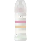 Chicco Babyfläschchen, PP, 0% BPA, 250 ml, physiologischer Sauger Silikon, mittlerer Fluss, WHITE - 2m+