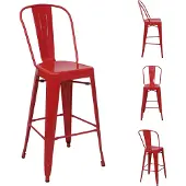 Mendler Tabouret de bar -A73 Métal (lot de 4)