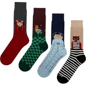 Jimmy Lion Chaussettes Crew Cat Nights 4 Paires