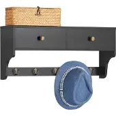 SoBuy FRG178-SCH Armoire murale Armoire murale Étagère suspendue avec 2 tiroirs et 5 crochets