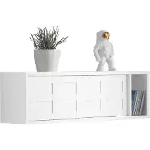 SoBuy Étagère Murale 2 Portes Coulissantes Blanc
