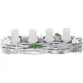 MCW Couronne de l'Avent oblongue bougies bois rouge