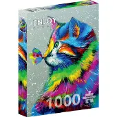 Enjoy Puzzle Puzzle 1000 pièces Enjoy – Chat lumineux et papillon