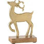J-Line Renne Sur Socle Alu/Bois Or Petit
