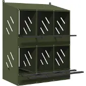 vidaXL Nichoir pour poules avec 6 compartiments Vert olive Métal