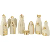 J-Line Creche 7 pieces resine blanc/or