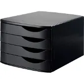 Djois Bloc à tiroirs , 4 tiroirs fermés, DIN A4, plastique recyclé, noir