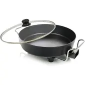 Princess 162367 XL Snackpan - Poêle électrique à snacks – Avec couvercle - Thermostat réglable - 1 800 W - Double résistance puissante - Grande capacité - 5,4 litres - Cordon d'alimentation de 1,5