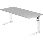 Hjh OFFICE PRO UNDA 19 W - 180 x 80, réglable en hauteur, gris/blanc