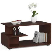 Akord Table basse PIN Wenge 90 cm Élégant et fonctionnel avec deux étagères