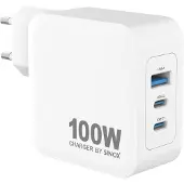 Sinox PRO 230V 2xUSB-C 1xUSB-A PD oplader 100W. Hvid